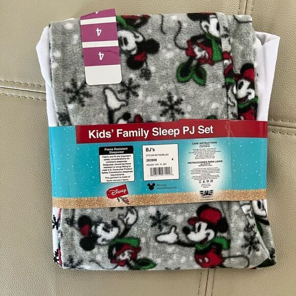 Disney Classic Mickey Mouse & Minnie Christmas PJ Sleep Set Fleece Unisex Kids 4 - Picture 5 of 5